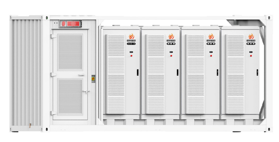 Modulaire energieopslag in een container voor stabiliteit van het elektriciteitsnet en piekscheuren