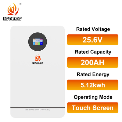 25.6V 200Ah 5.12Kwh Home Energy Storage Battery Pack levensduur po4 lithium-ion batterij