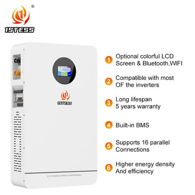 25.6V 200Ah 5,12kwh huishoudelijke energieopslagbatterij Wandmontage model energieopslagbatterij systeem