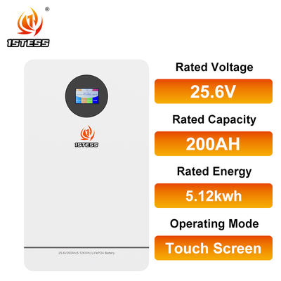 25.6V 200Ah 5,12kWh LiFePO4 Lithiumbattery voor residentiële ESS, > 98% efficiëntie