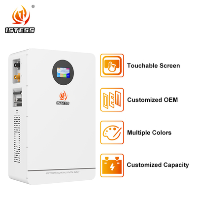 10.24kWh Slimme Residentiële Batterij 51.2V 200Ah Touch Control