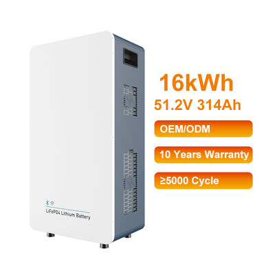 Scalable tot 160KWh All in One Wall gemonteerd 51.2V 314Ah Lifepo4 Lithiumbatterijpakket 16KWh Home energieopslag