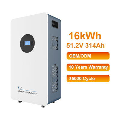 Huis Energieopslag 51.2V 314Ah 16kwh Muur gemonteerd All in One LiFePO4 accu met lange levensduur